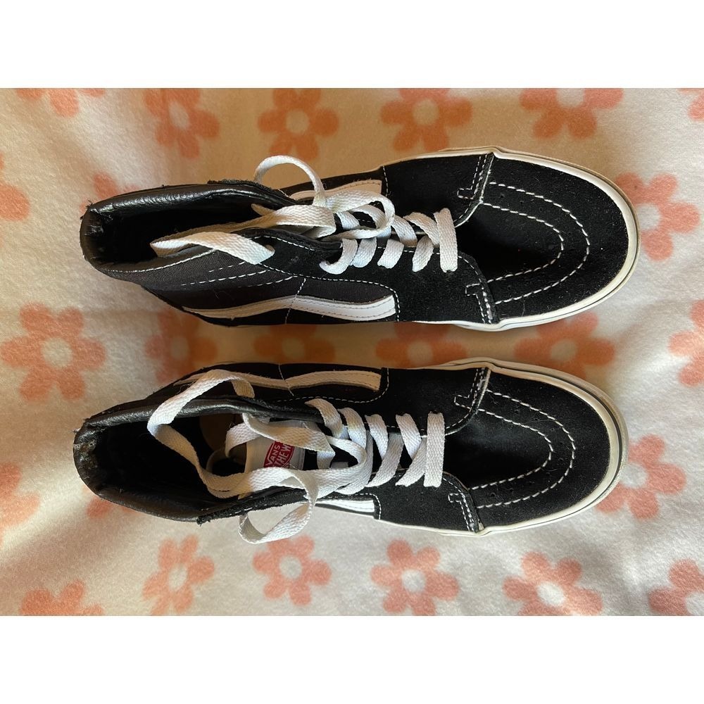 Vans Sk8-Hi Kids High Top Sneakers Black White Suede Canvas Size 3.0 Kids - Picture 3 of 6
